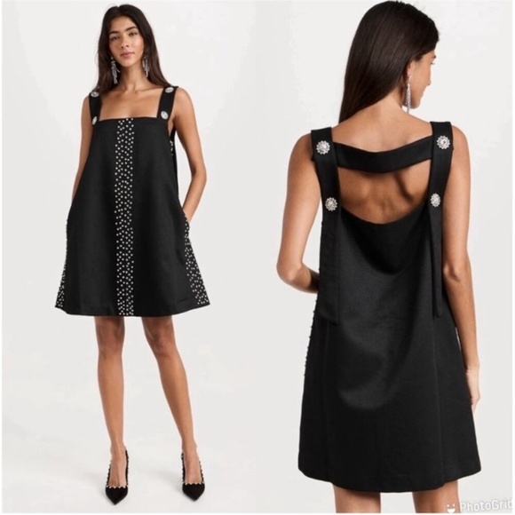 STINE GOYA Nomi Rodeo Western Shift Mini Dress in Jet Black - Picture 1 of 6